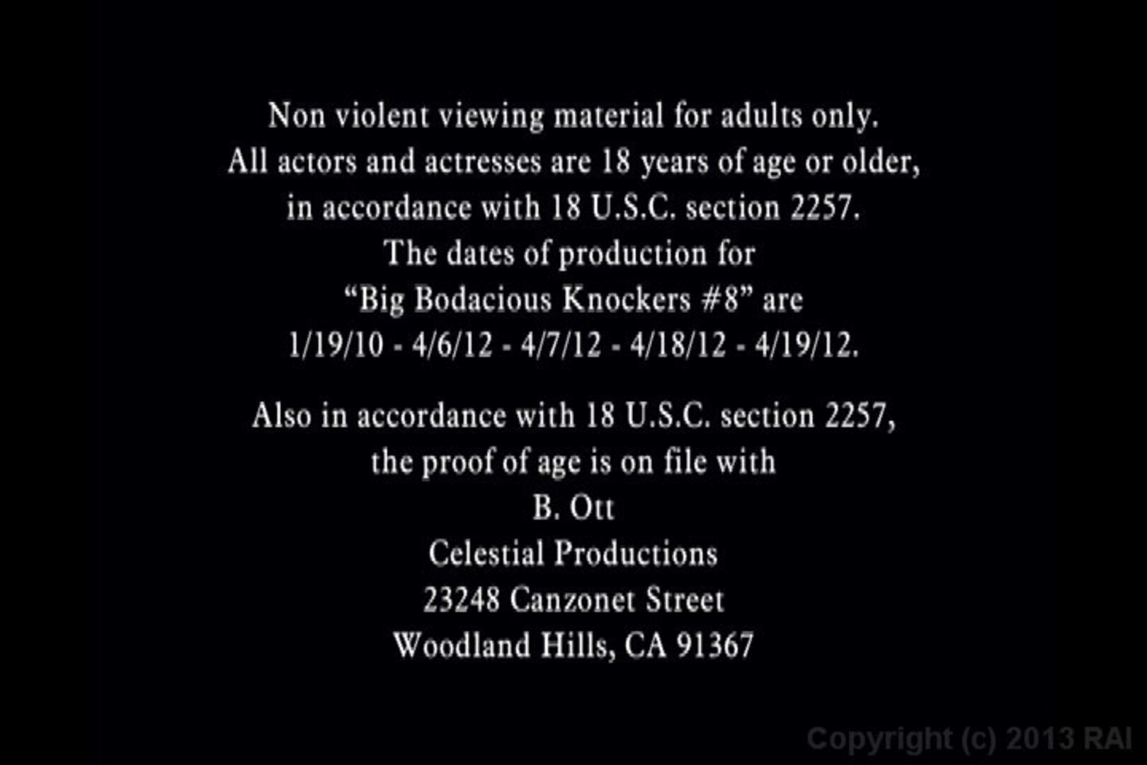 Credits Scroll After Scene